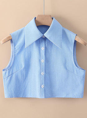 新款假领子女大翻领假领毛衣衬衣尖领假衣领蓝色女士衣领子