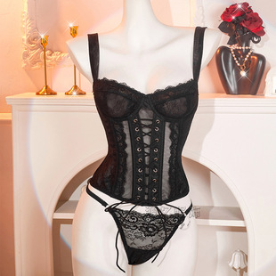 蕾丝鱼骨胸衣内衣外穿骨衣辣妹内搭胸衣夏新款性感束身衣纯欲吊带