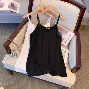 夏新款大码女装胖mm内搭高弹力纯色吊带背心上衣纯棉宽松显瘦百搭