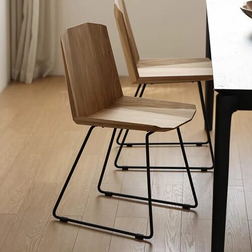 比利时设计Face实心铁艺框架进口橡木实木北欧表情设计师简约餐椅