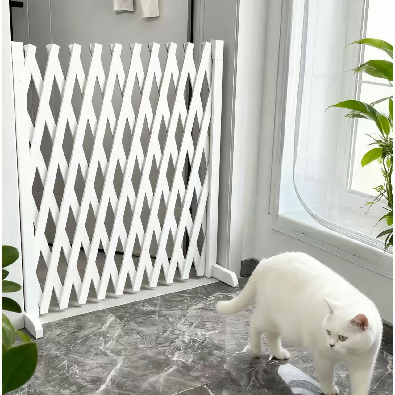 宠物围栏狗笼隔断拦狗栅栏阳台隔离门可伸缩栅栏门挡狗挡猫护栏