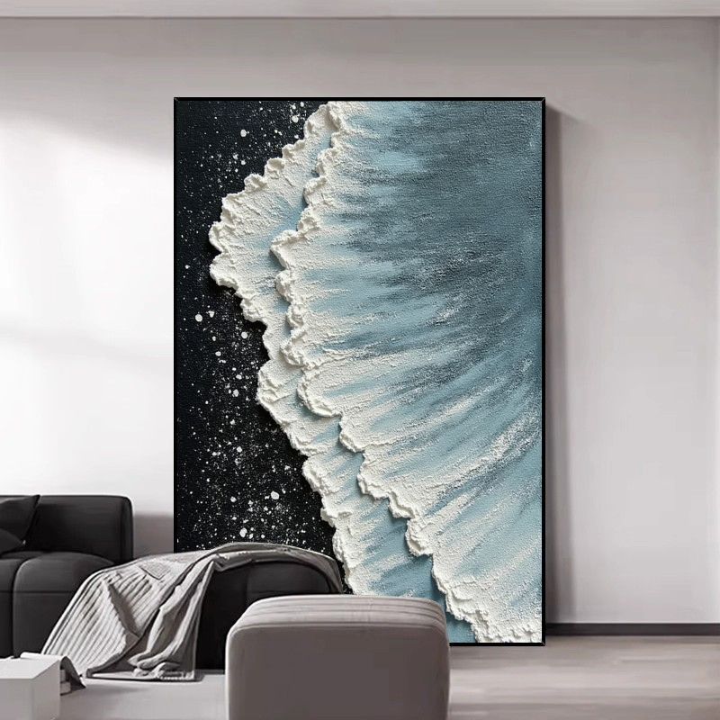 大芬村纯手绘油画肌理立体沙滩海油画