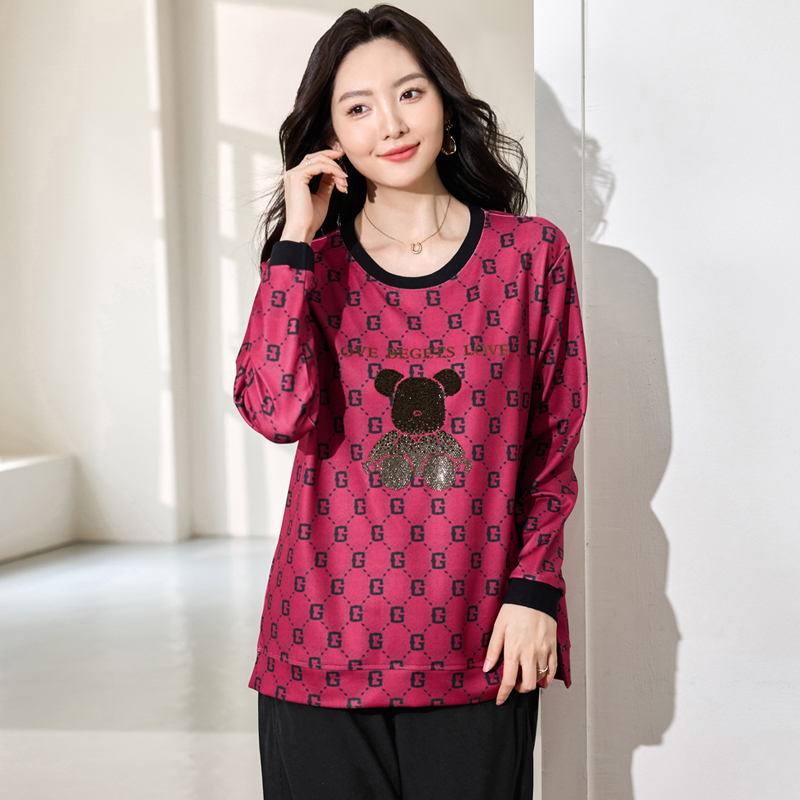 胖mm春装洋气时尚显瘦长袖T恤衫