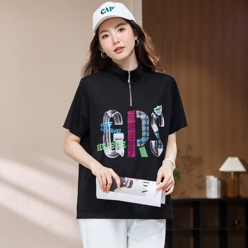 200斤胖mm夏装宽松显瘦休闲T恤衫