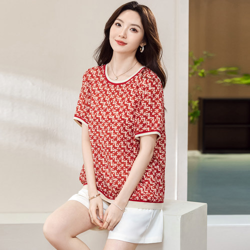 200斤胖mm夏装时髦洋气短袖T恤