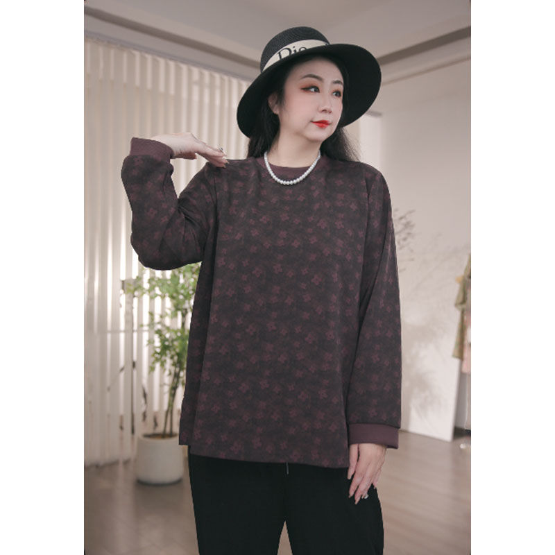 大码女装秋冬新款长袖打底衫宽松遮肉显瘦休闲外穿T恤套头衫上衣
