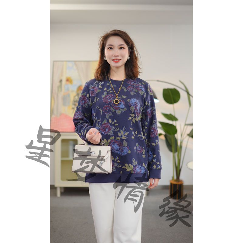 200斤胖mm秋装宽松显瘦T恤衫