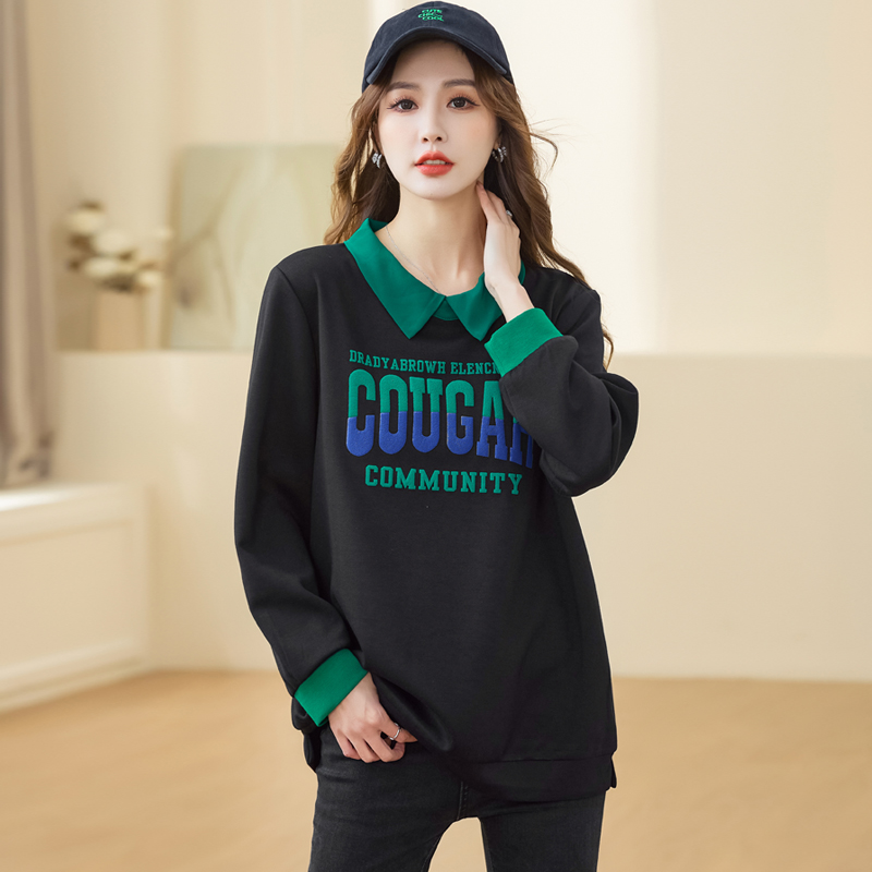 胖妹妹秋装时尚显瘦长袖T恤衫