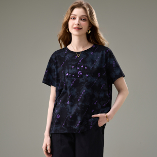 新款 夏季 胖妹妹洋气时尚 休闲上衣胖mm宽松显瘦短袖 大码 T恤衫 女装