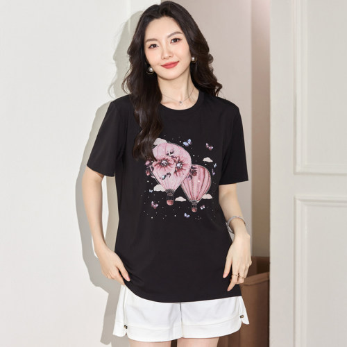 200斤胖妹妹夏装洋气时尚短袖T恤