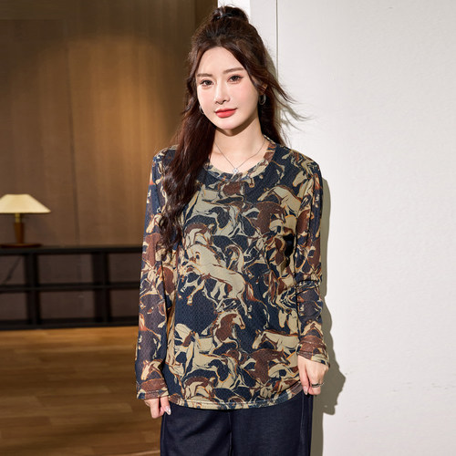 200斤胖妹妹秋装洋气时尚休闲T恤