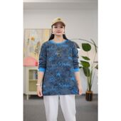 女装 秋装 胖mm印花女文艺宽松卫衣上衣胖妹妹时尚 大码 显瘦长袖 T恤