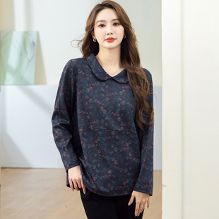 大码女装200斤胖妹妹春装洋气时尚上衣胖mm遮肉显瘦长袖休闲T恤衫