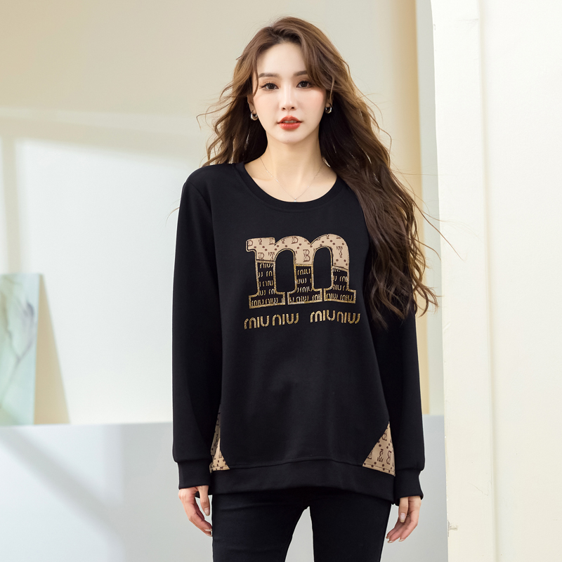 胖妹妹秋装时尚显瘦长袖T恤衫