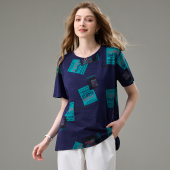 T恤宽松遮肉显瘦休闲时尚 大码 高档短袖 春夏新款 字母圆领上衣 女装