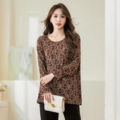 T恤衫 大码 洋气时尚 上衣胖mm宽松显瘦圆领长袖 女装 200斤胖妹妹春装