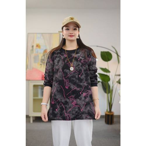 胖妹妹宽松遮肉显瘦加厚T恤衫