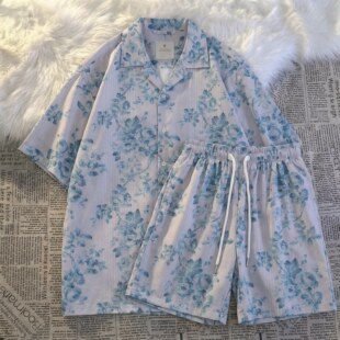 夏季男士睡衣冰丝短袖高级感度假风夏天青年学生可外穿家居服套装