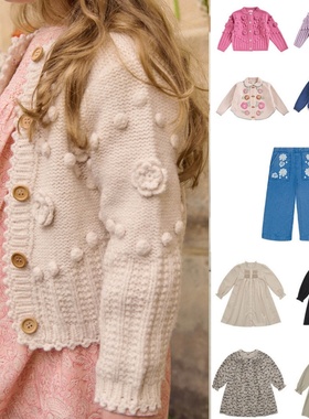 2025秋冬款LOU童装女孩粉色毛衣LM白衬衫开衫法式连衣裙气质套装