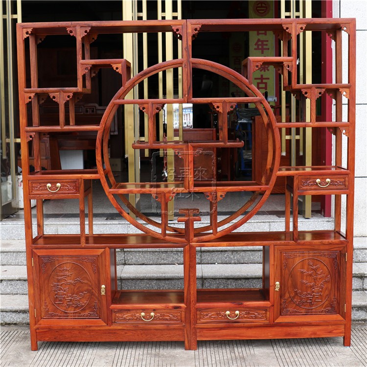红木缅甸花梨木博古架大果紫檀
