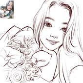 手绘真人照片素描画像代画肖像画头像速写卡通q版 简笔画定制头像