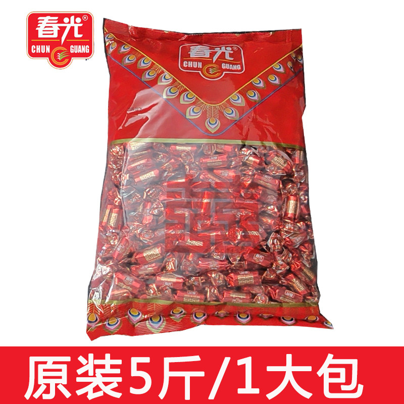 春光椰子糖双喜扭结正宗海南特产水果硬糖批发结婚喜糖果特浓原味