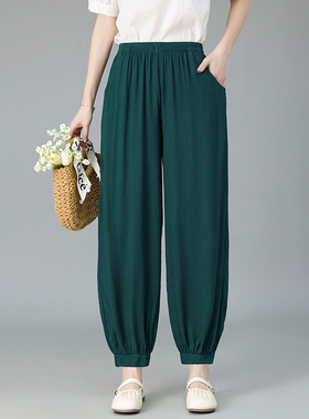 夏天中老年女士棉绸防蚊灯笼裤宽松大码胖妈妈休闲长裤薄款萝卜裤