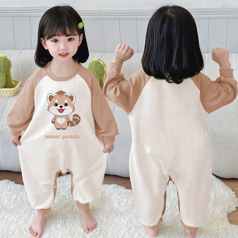 女童连体睡衣春秋冬新款纯棉长袖宝宝儿童睡袋薄款夏季男童家居服