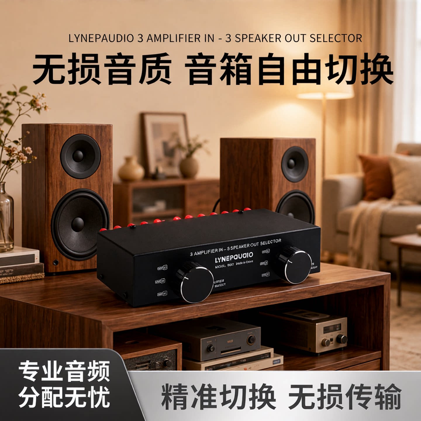 3进3出无源功放音箱选择切换器 音频切换分配器 比较器音质无损耗