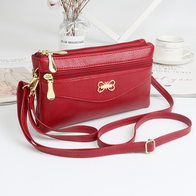 时尚双层女包斜跨手拿包