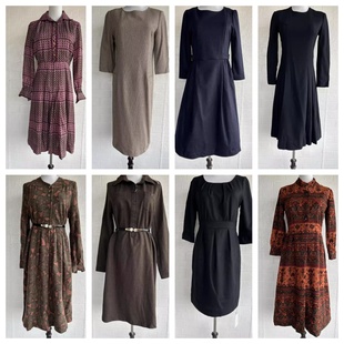 厚款 vintage复古着森系田园风小清新碎花波点中长半身裙