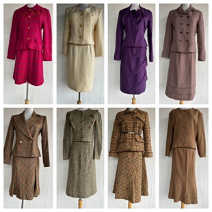 春秋复古着vintage孤品中古日本制羊毛西装外套经典套装