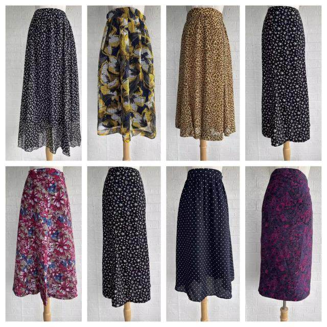 日系vintage复古着森系田园风小清新碎花波点中长半身裙