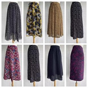 日系vintage复古着森系田园风小清新碎花波点中长半身裙