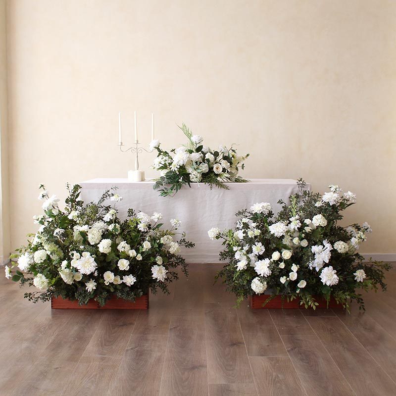 仿真花白色大丽花餐桌桌花影楼婚庆拍照背景地花摆件花店铺装饰花