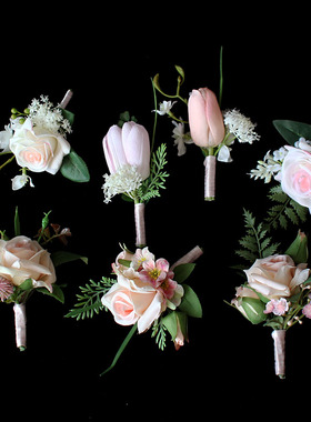 仿真花郁金香玫瑰新娘结婚胸花襟花伴娘婚庆用品摄影拍照迎宾花