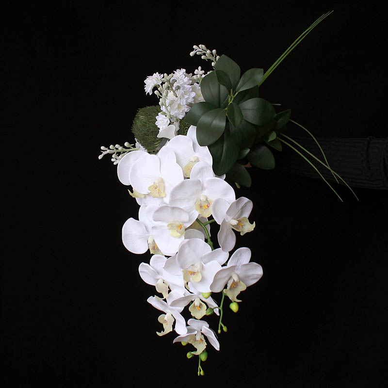 仿真花蝴蝶兰豆瓣叶新娘拍照水滴手捧花影楼婚庆摄影绢花花艺道具