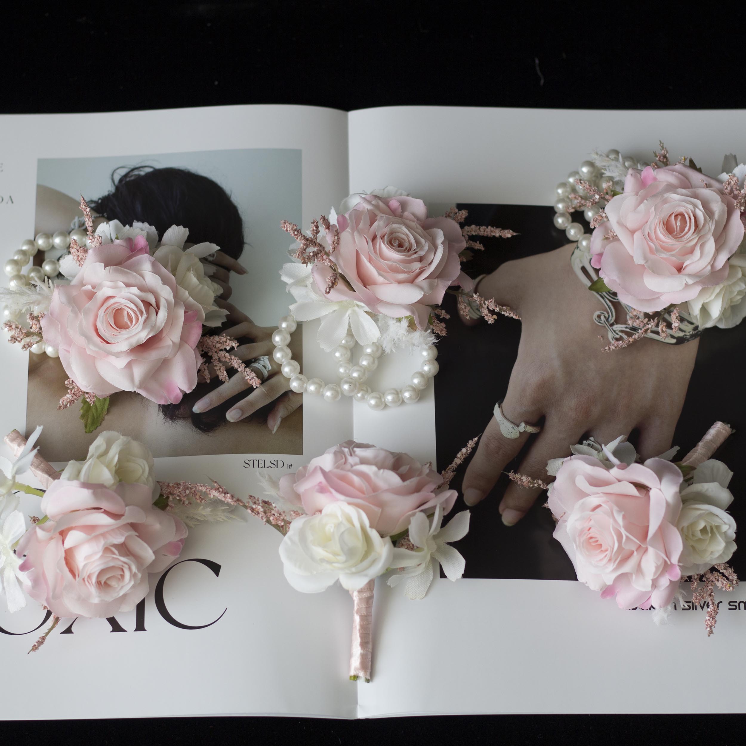 仿真花新娘伴娘韩式婚礼胸花结婚姐妹手腕花父母襟花婚庆用品胸针