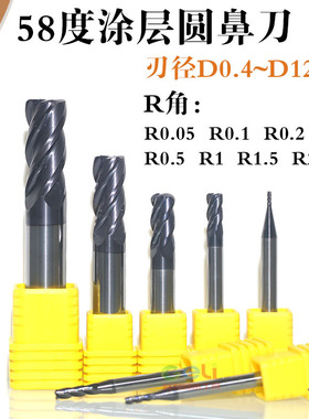 58度钨钢涂层圆鼻立铣刀R0.05 R0.1 R0.2 R0.3 R0.5 R1 R1.5 R2角