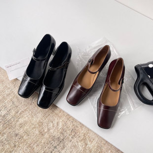 几时春   头层牛皮复古通勤单鞋