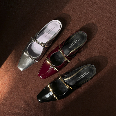 蝴蝶结包头后空半拖凉鞋