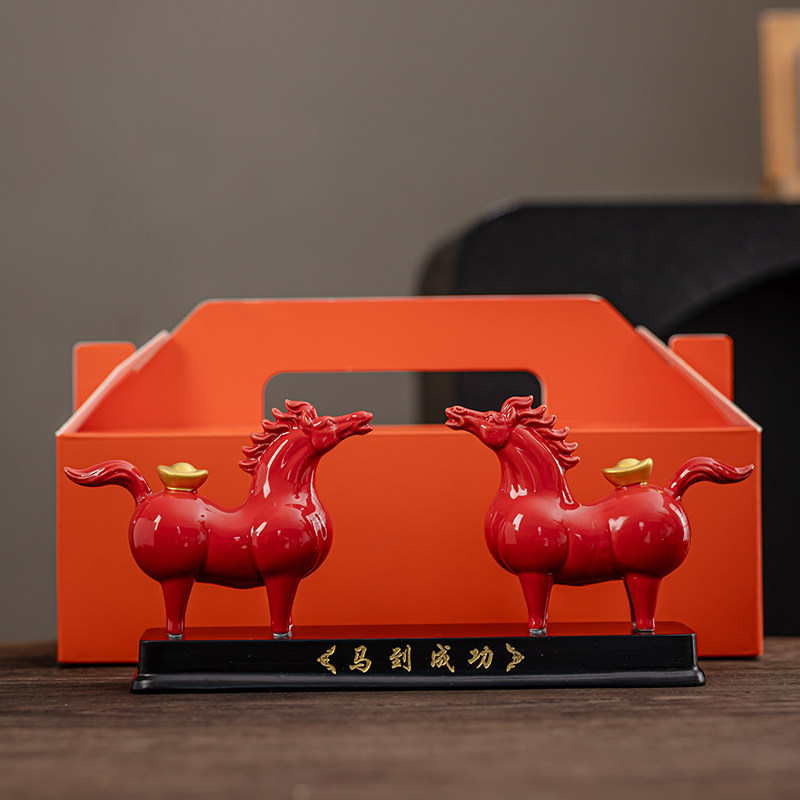 红马陶瓷摆件马上有钱马到成功吉祥物招财进宝家居桌面装饰品礼品