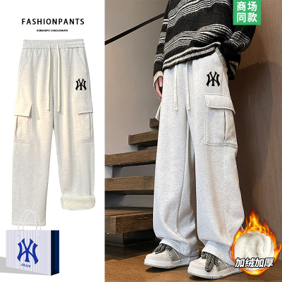 羊羔绒工装裤男士冬季加绒休闲裤