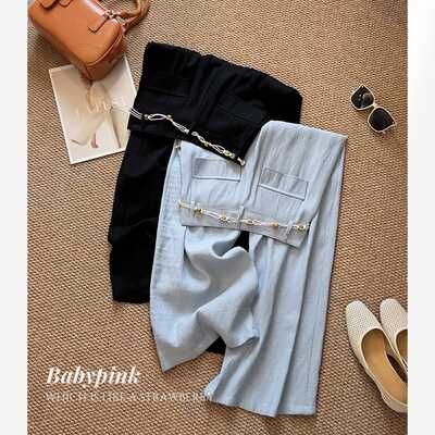 冰丝棉麻阔腿裤女夏季薄款亚麻山本裤高腰显瘦休闲垂感直筒拖地