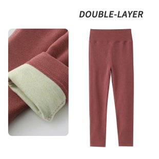 棉毛裤 发热腈纶双面绒秋裤 女 女士双层打底裤 600克加绒加厚保暖裤