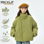 外套 休闲加厚短款 KXLFCHN空穴来风 立领裁剪设计感羽绒服男女冬季