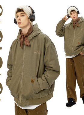 KXLFCHN空穴来风 水洗工装棉服男女秋冬宽松复古连帽棉衣加厚外套