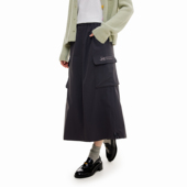 KXLFCHN空穴来风 秋纯色工装 抽绳后开叉包臀裙日系口袋伞裙长裙女