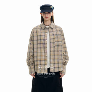 上衣男 女休闲衬衣百搭长袖 KXLFCHN空穴来风 春秋日系复古格子衬衫