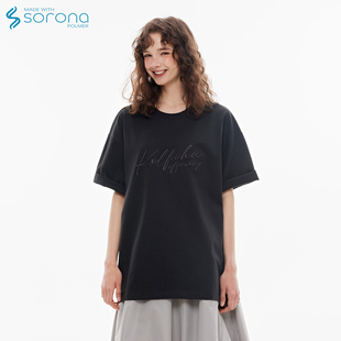 KXLFCHN空穴来风 2025夏季新款简约刺绣男女同款短袖休闲百搭T恤